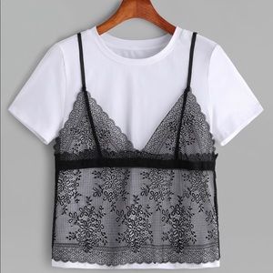 Black and white casual lingerie Attached top🦋